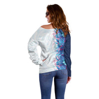 Hawaii Tropical Plant UliUli Off Shoulder Sweater Vibrant Polynesian Pattern