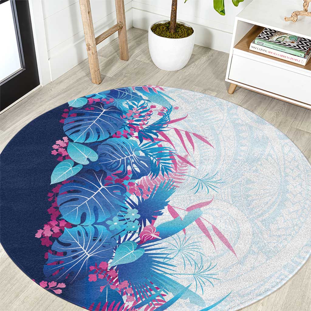 Hawaii Tropical Plant UliUli Round Carpet Vibrant Polynesian Pattern