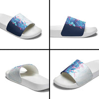Hawaii Tropical Plant UliUli Slide Sandals Vibrant Polynesian Pattern