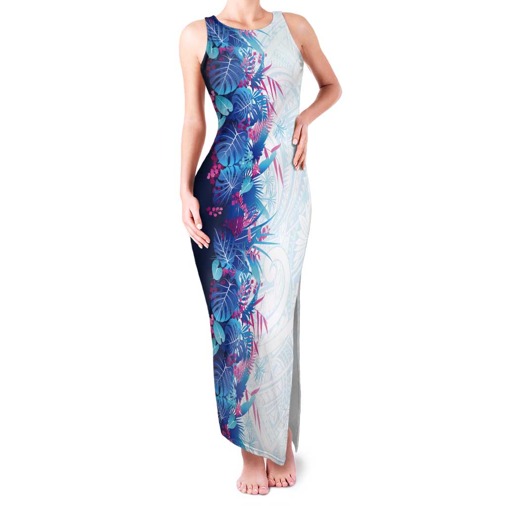 Hawaii Tropical Plant UliUli Tank Maxi Dress Vibrant Polynesian Pattern