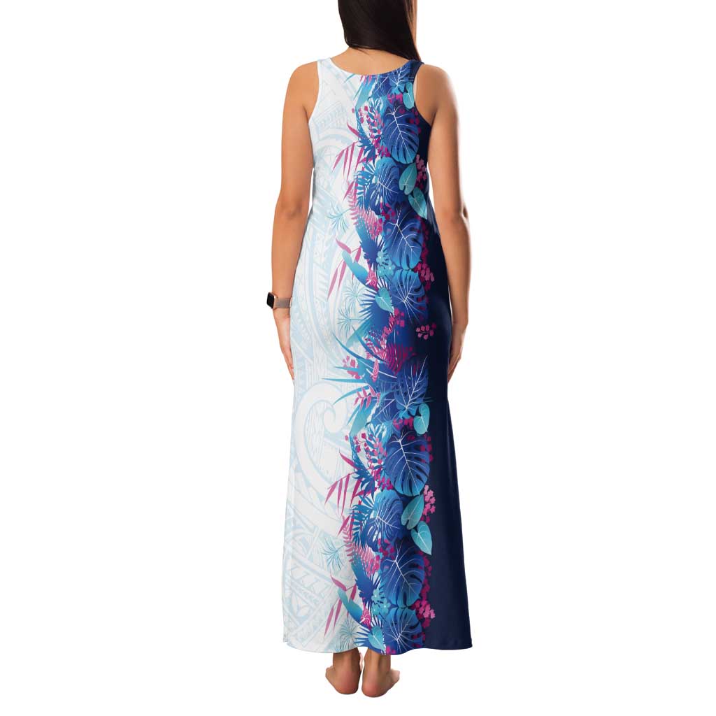 Hawaii Tropical Plant UliUli Tank Maxi Dress Vibrant Polynesian Pattern