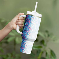 Hawaii Tropical Plant UliUli Tumbler With Handle Vibrant Polynesian Pattern