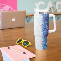 Hawaii Tropical Plant UliUli Tumbler With Handle Vibrant Polynesian Pattern
