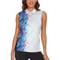 Hawaii Tropical Plant UliUli Women Sleeveless Polo Shirt Vibrant Polynesian Pattern