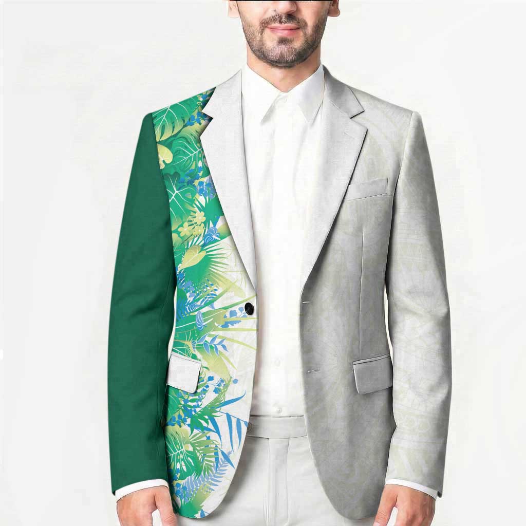 Hawaii Tropical Plant Omaomao Blazer Vibrant Polynesian Pattern