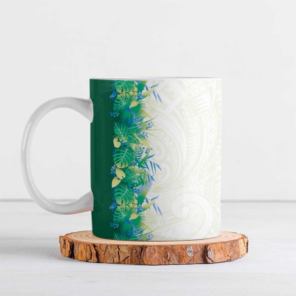 Hawaii Tropical Plant Omaomao Ceramic Mug Vibrant Polynesian Pattern