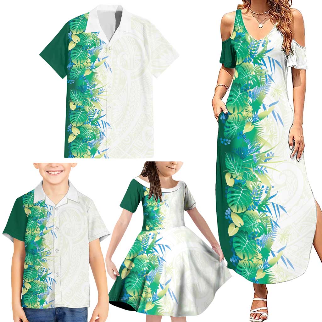 Hawaii Tropical Plant Omaomao Family Matching Summer Maxi Dress and Hawaiian Shirt Vibrant Polynesian Pattern