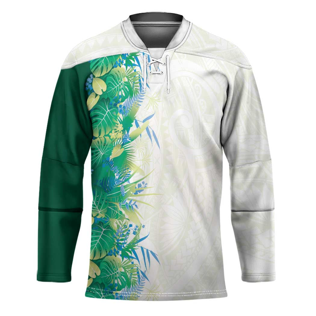 Hawaii Tropical Plant Omaomao Hockey Jersey Vibrant Polynesian Pattern