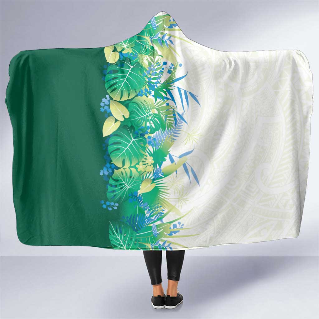 Hawaii Tropical Plant Omaomao Hooded Blanket Vibrant Polynesian Pattern