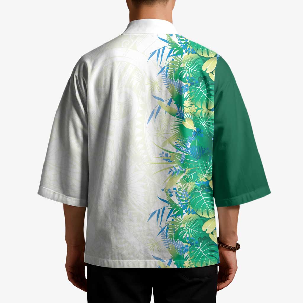 Hawaii Tropical Plant Omaomao Kimono Vibrant Polynesian Pattern