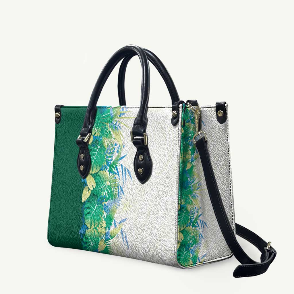 Hawaii Tropical Plant Omaomao Leather Bag Vibrant Polynesian Pattern