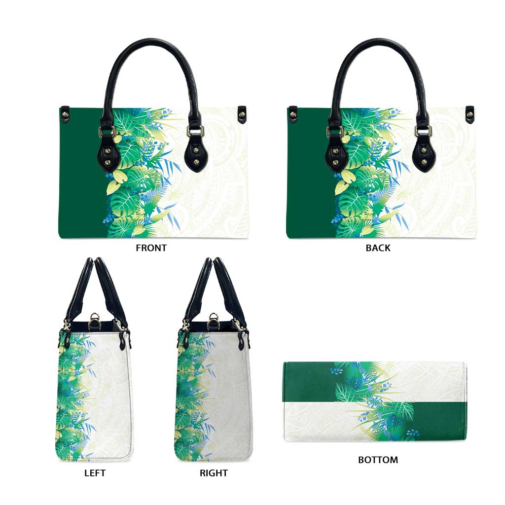 Hawaii Tropical Plant Omaomao Leather Bag Vibrant Polynesian Pattern