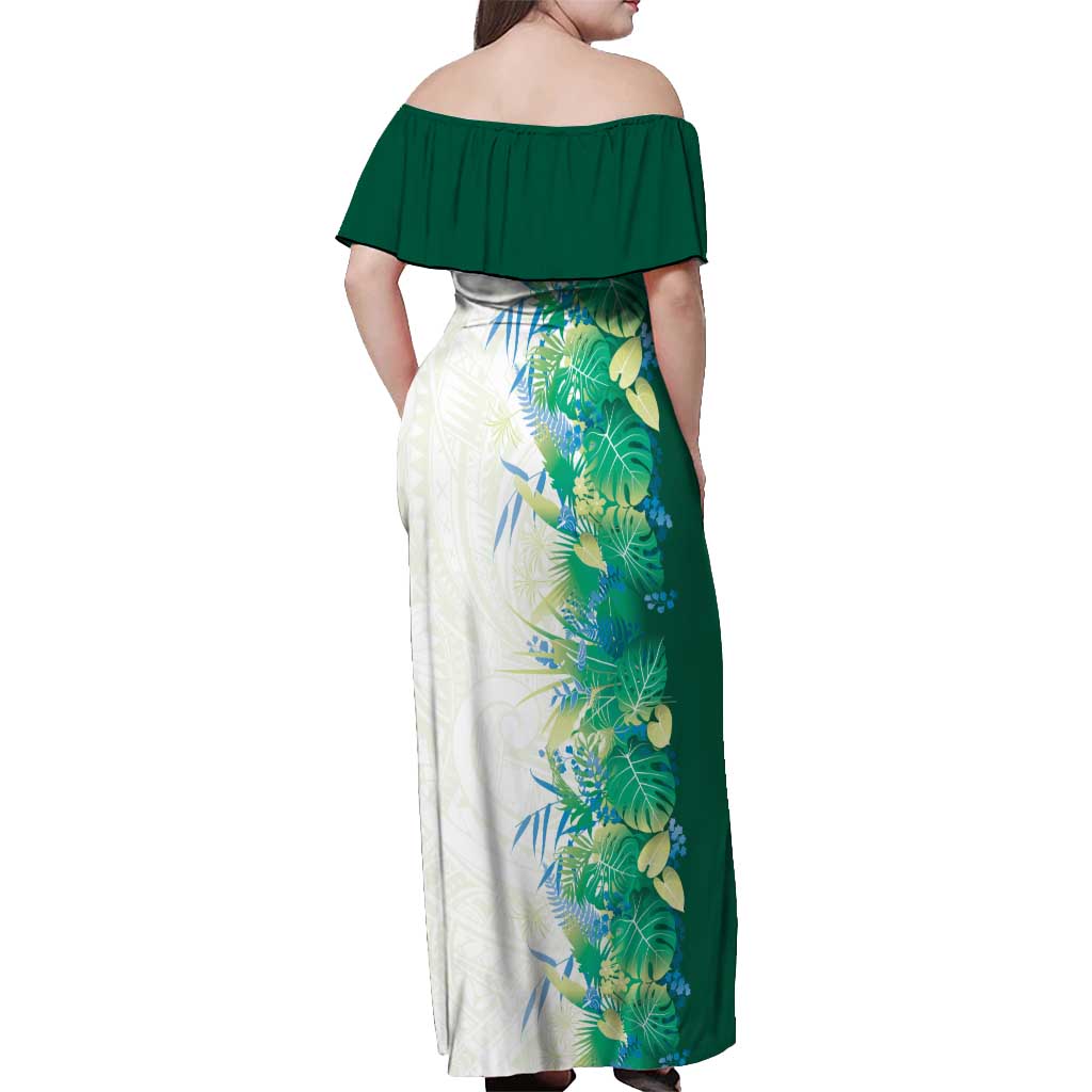 Hawaii Tropical Plant Omaomao Off Shoulder Maxi Dress Vibrant Polynesian Pattern