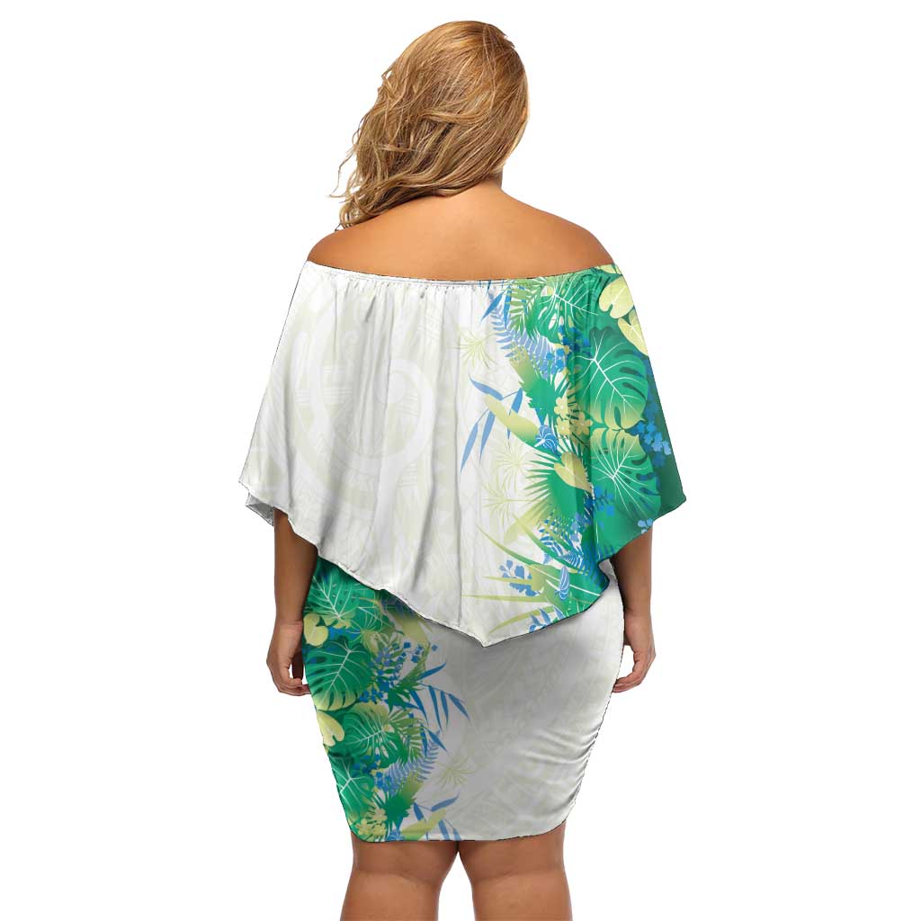 Hawaii Tropical Plant Omaomao Off Shoulder Short Dress Vibrant Polynesian Pattern