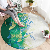 Hawaii Tropical Plant Omaomao Round Carpet Vibrant Polynesian Pattern