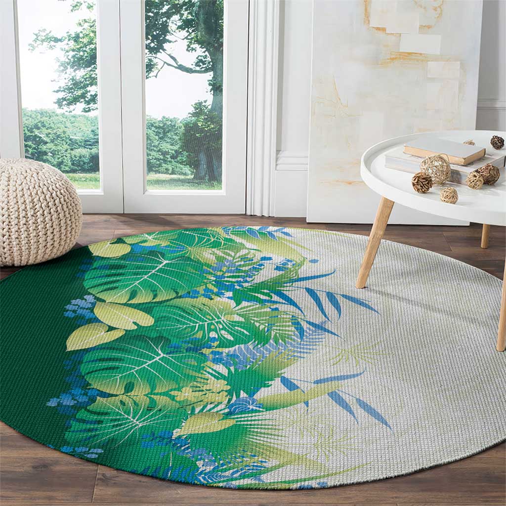 Hawaii Tropical Plant Omaomao Round Carpet Vibrant Polynesian Pattern