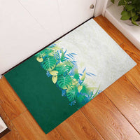Hawaii Tropical Plant Omaomao Rubber Doormat Vibrant Polynesian Pattern