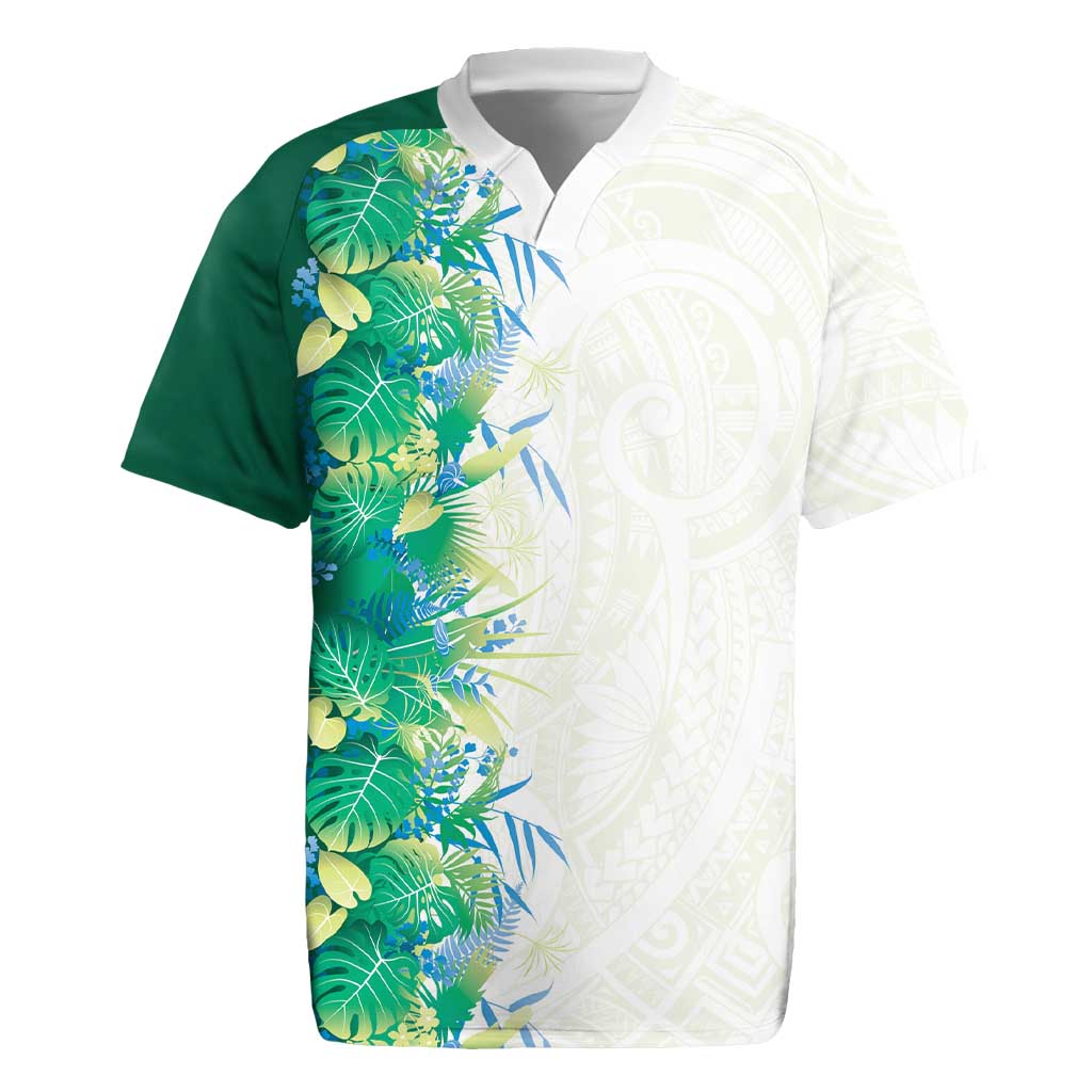 Hawaii Tropical Plant Omaomao Rugby Jersey Vibrant Polynesian Pattern