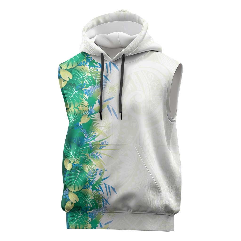Hawaii Tropical Plant Omaomao Sleeveless Hoodie Vibrant Polynesian Pattern