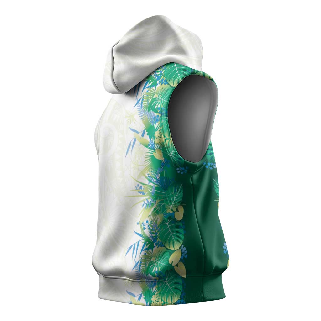Hawaii Tropical Plant Omaomao Sleeveless Hoodie Vibrant Polynesian Pattern