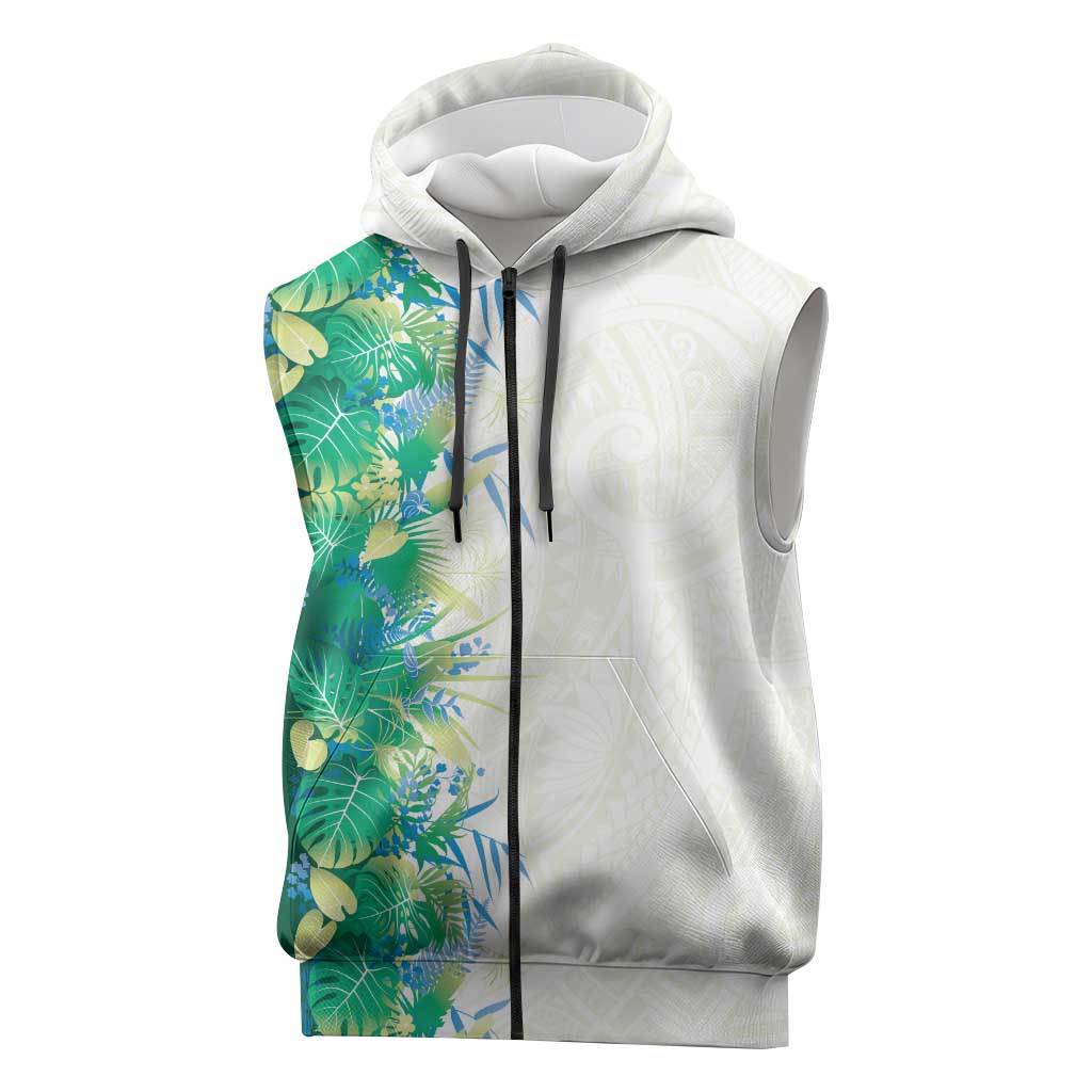 Hawaii Tropical Plant Omaomao Sleeveless Zip Hoodie Vibrant Polynesian Pattern