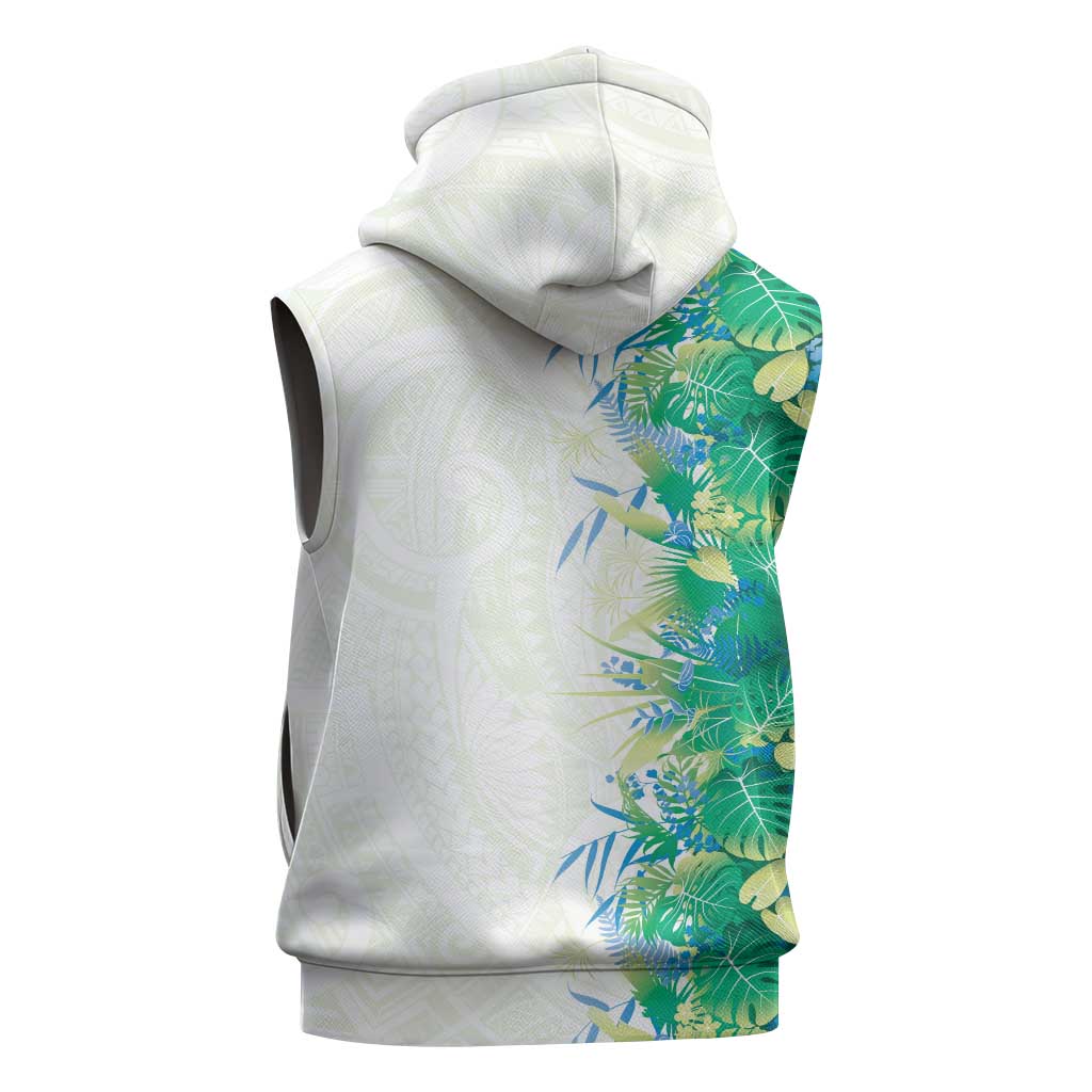 Hawaii Tropical Plant Omaomao Sleeveless Zip Hoodie Vibrant Polynesian Pattern