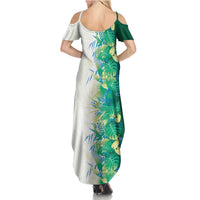 Hawaii Tropical Plant Omaomao Summer Maxi Dress Vibrant Polynesian Pattern