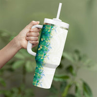 Hawaii Tropical Plant Omaomao Tumbler With Handle Vibrant Polynesian Pattern