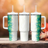 Hawaii Tropical Plant Omaomao Tumbler With Handle Vibrant Polynesian Pattern