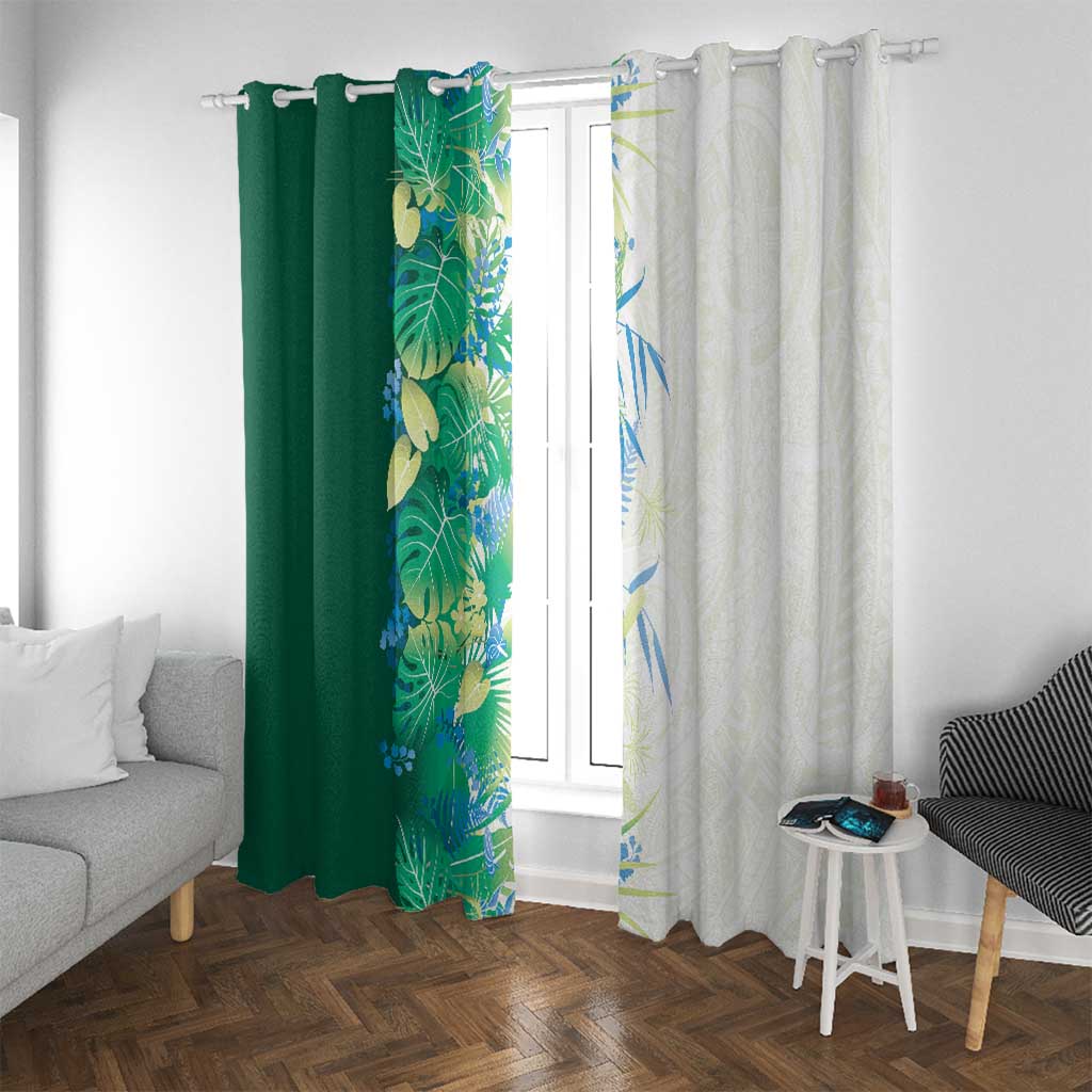 Hawaii Tropical Plant Omaomao Window Curtain Vibrant Polynesian Pattern