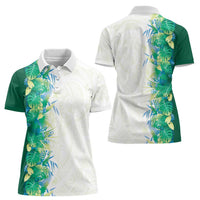Hawaii Tropical Plant Omaomao Women Polo Shirt Vibrant Polynesian Pattern