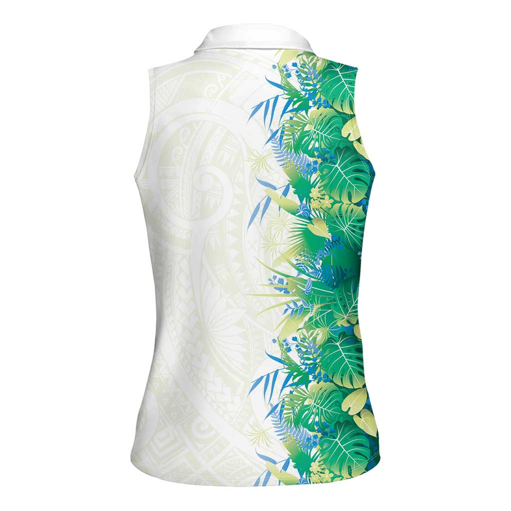 Hawaii Tropical Plant Omaomao Women Sleeveless Polo Shirt Vibrant Polynesian Pattern