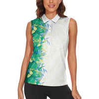 Hawaii Tropical Plant Omaomao Women Sleeveless Polo Shirt Vibrant Polynesian Pattern