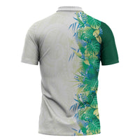 Hawaii Tropical Plant Omaomao Zipper Polo Shirt Vibrant Polynesian Pattern