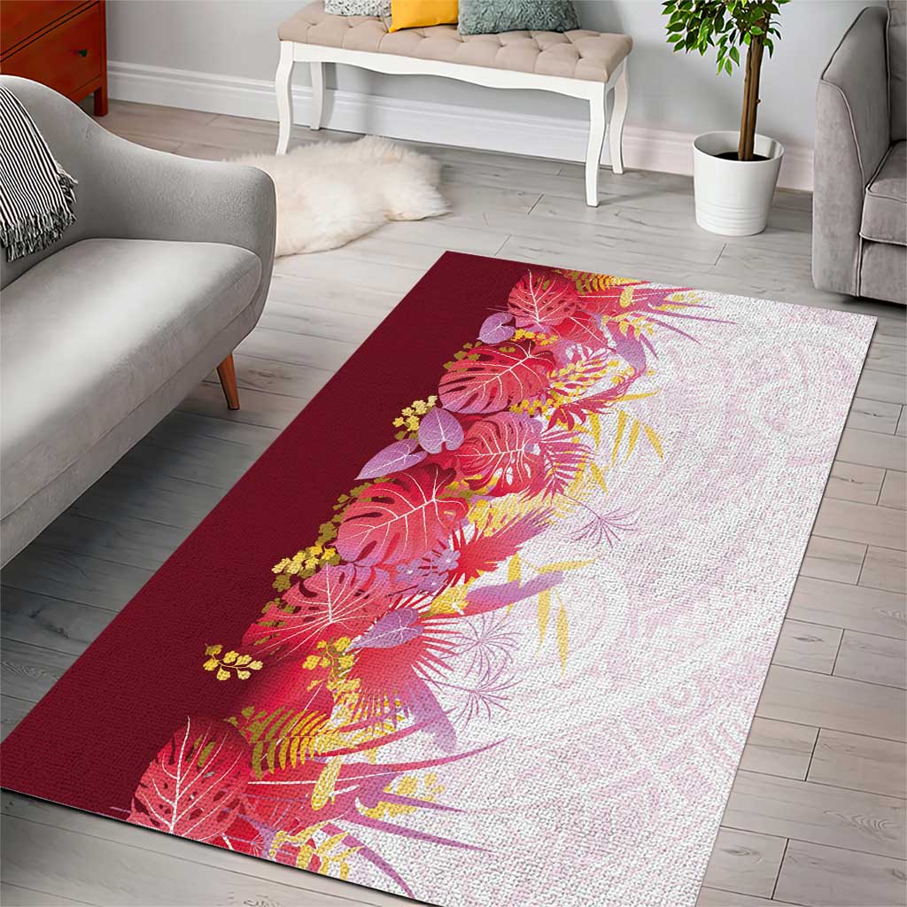 Hawaii Tropical Plant Akala Area Rug Vibrant Polynesian Pattern