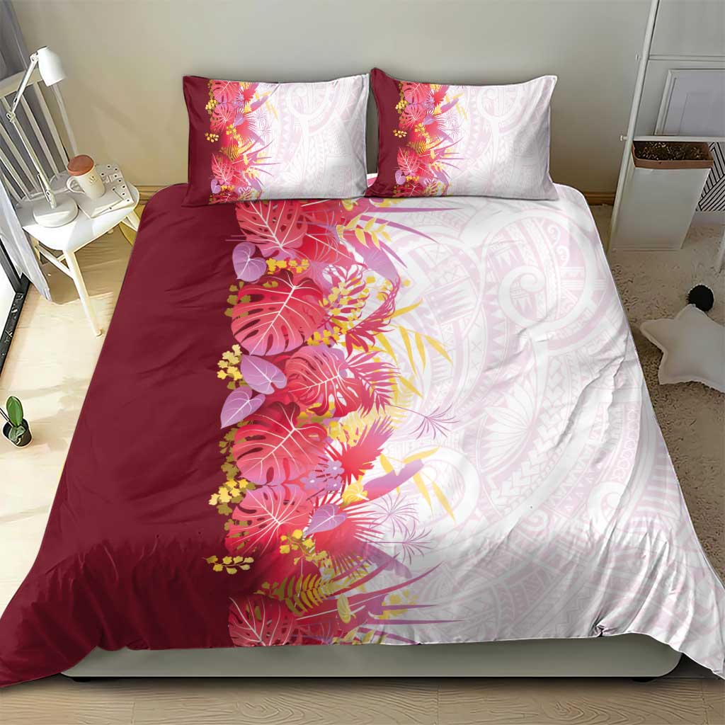 Hawaii Tropical Plant Akala Bedding Set Vibrant Polynesian Pattern
