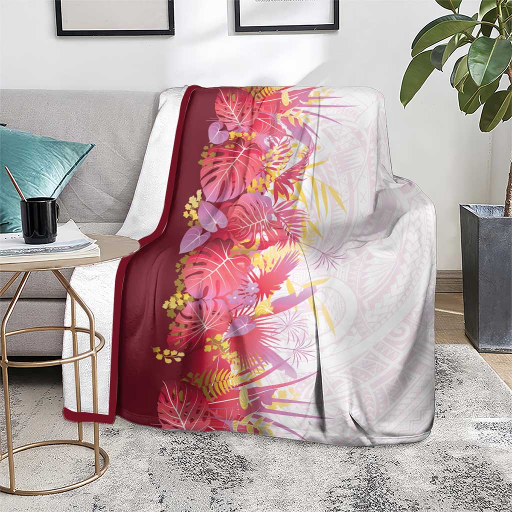 Hawaii Tropical Plant Akala Blanket Vibrant Polynesian Pattern