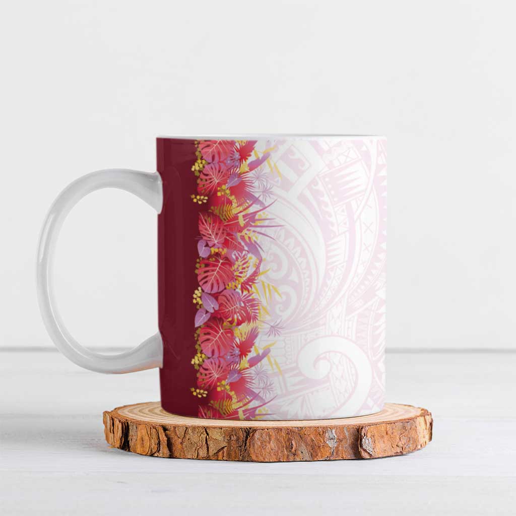 Hawaii Tropical Plant Akala Ceramic Mug Vibrant Polynesian Pattern