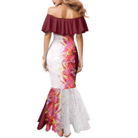 Hawaii Tropical Plant Akala Family Matching Mermaid Dress and Hawaiian Shirt Vibrant Polynesian Pattern