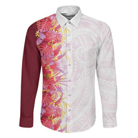 Hawaii Tropical Plant Akala Family Matching Off Shoulder Short Dress and Hawaiian Shirt Vibrant Polynesian Pattern