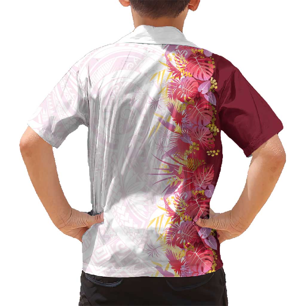 Hawaii Tropical Plant Akala Family Matching Puletasi and Hawaiian Shirt Vibrant Polynesian Pattern