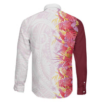Hawaii Tropical Plant Akala Family Matching Puletasi and Hawaiian Shirt Vibrant Polynesian Pattern