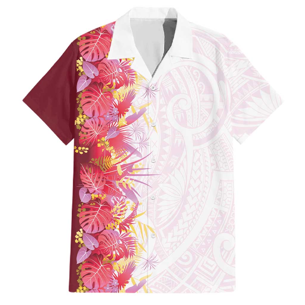 Hawaii Tropical Plant Akala Family Matching Short Sleeve Bodycon Dress and Hawaiian Shirt Vibrant Polynesian Pattern