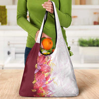 Hawaii Tropical Plant Akala Grocery Bag Vibrant Polynesian Pattern