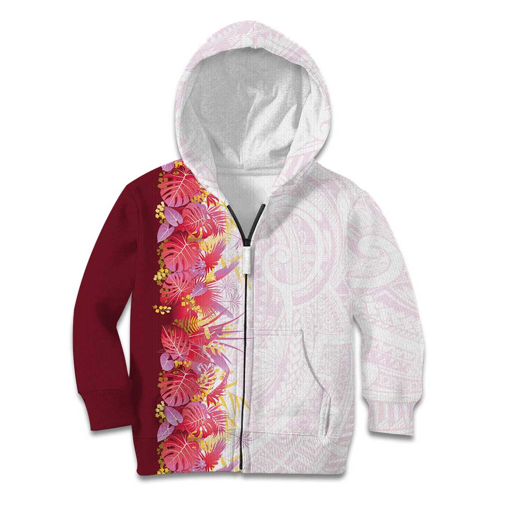 Hawaii Tropical Plant Akala Kid Hoodie Vibrant Polynesian Pattern