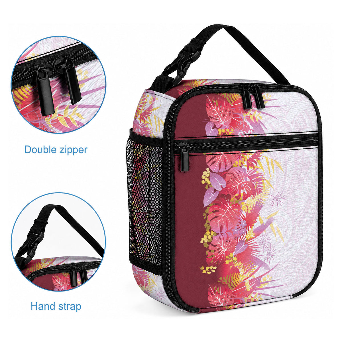Hawaii Tropical Plant Akala Lunch Bag Vibrant Polynesian Pattern LT01 - Polynesian Pride