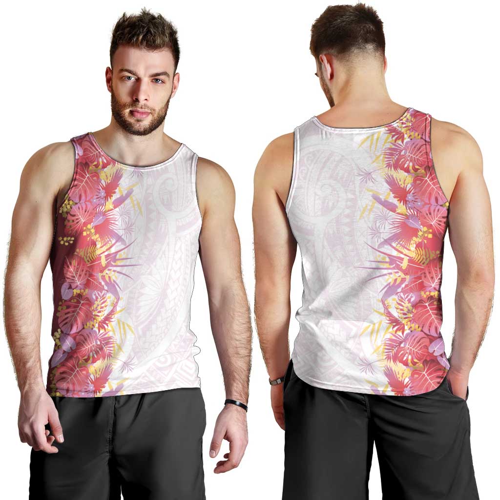 Hawaii Tropical Plant Akala Men Tank Top Vibrant Polynesian Pattern