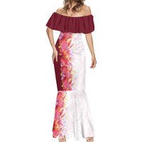 Hawaii Tropical Plant Akala Mermaid Dress Vibrant Polynesian Pattern