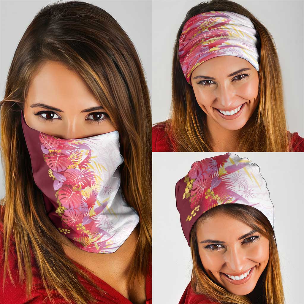 Hawaii Tropical Plant Akala Neck Gaiter Vibrant Polynesian Pattern