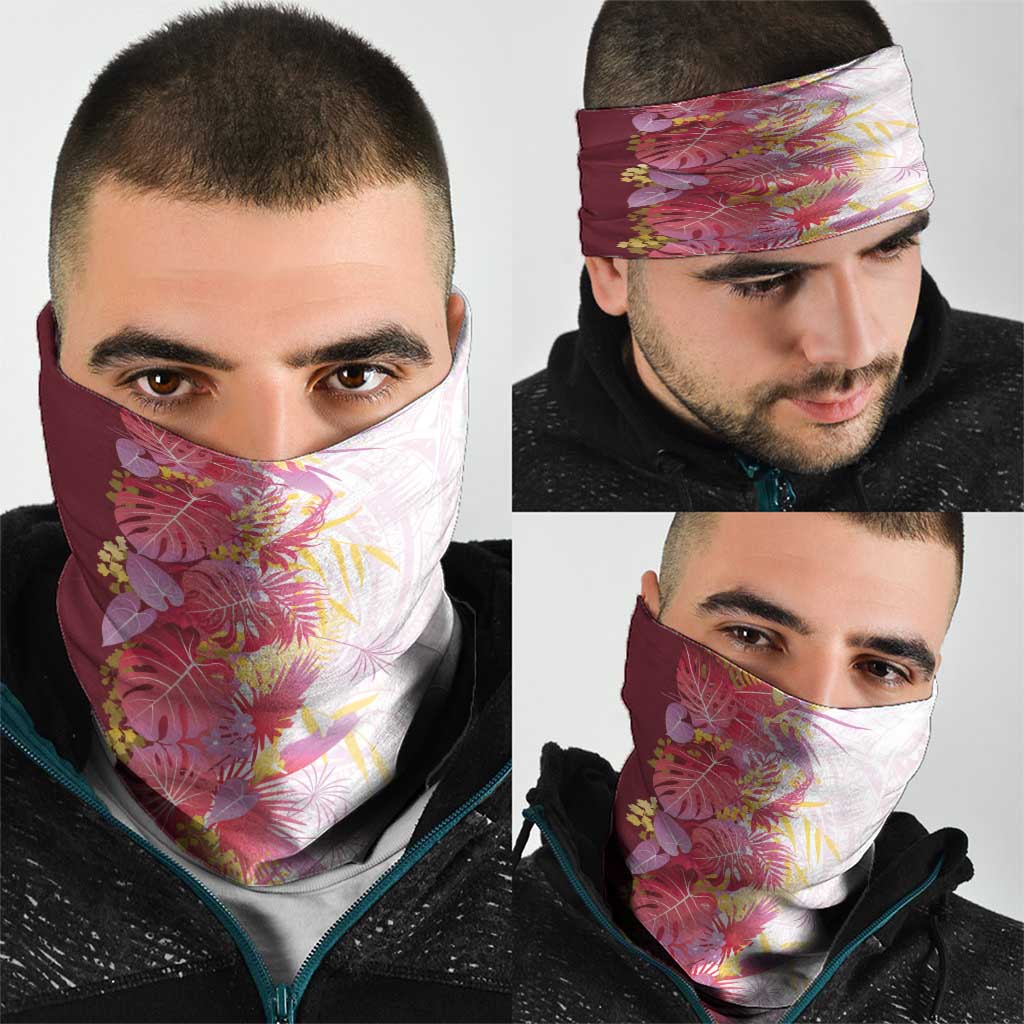 Hawaii Tropical Plant Akala Neck Gaiter Vibrant Polynesian Pattern
